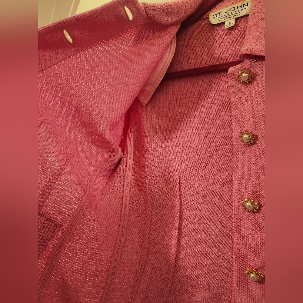 St. John Collection By Marie Gray Pink Button-Up Jacket Size 2 - Picture 10 of 11
